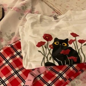 Instant Message cat pajamas great gift 3x cotton top flannel bottoms